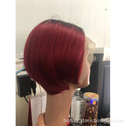 Wholesale Full Cuticle Human Hair Wig pixie cut human hair wig T Lace Frontal Brazilian Virgin Human Hair Wigs for black woman